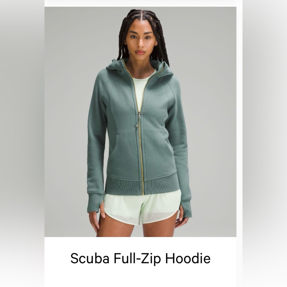 LULULEMON SCUBA FULL ZIP HOODIE GREEN AND GOLD